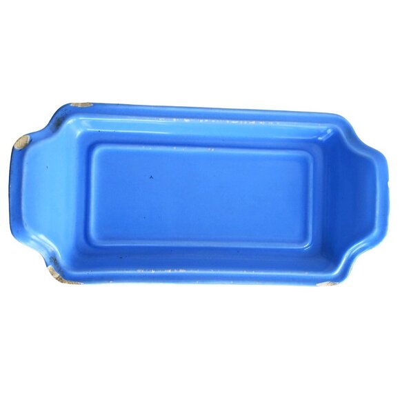 Art Deco Butter Dish Vernon Kilns Ultra California Aster Blue Tray Vintage - Picture 5 of 10